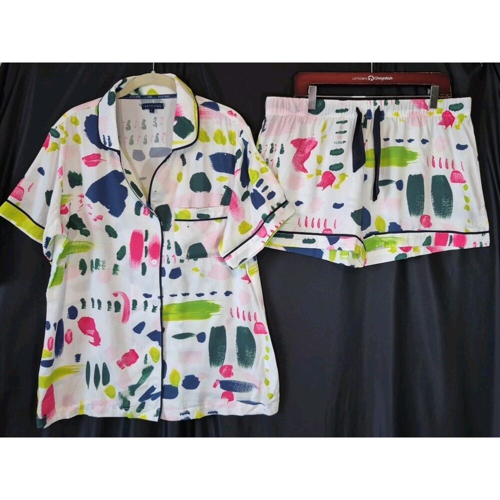 Katie Kime Colorful Paint Cotton Blend Pajamas Set Large